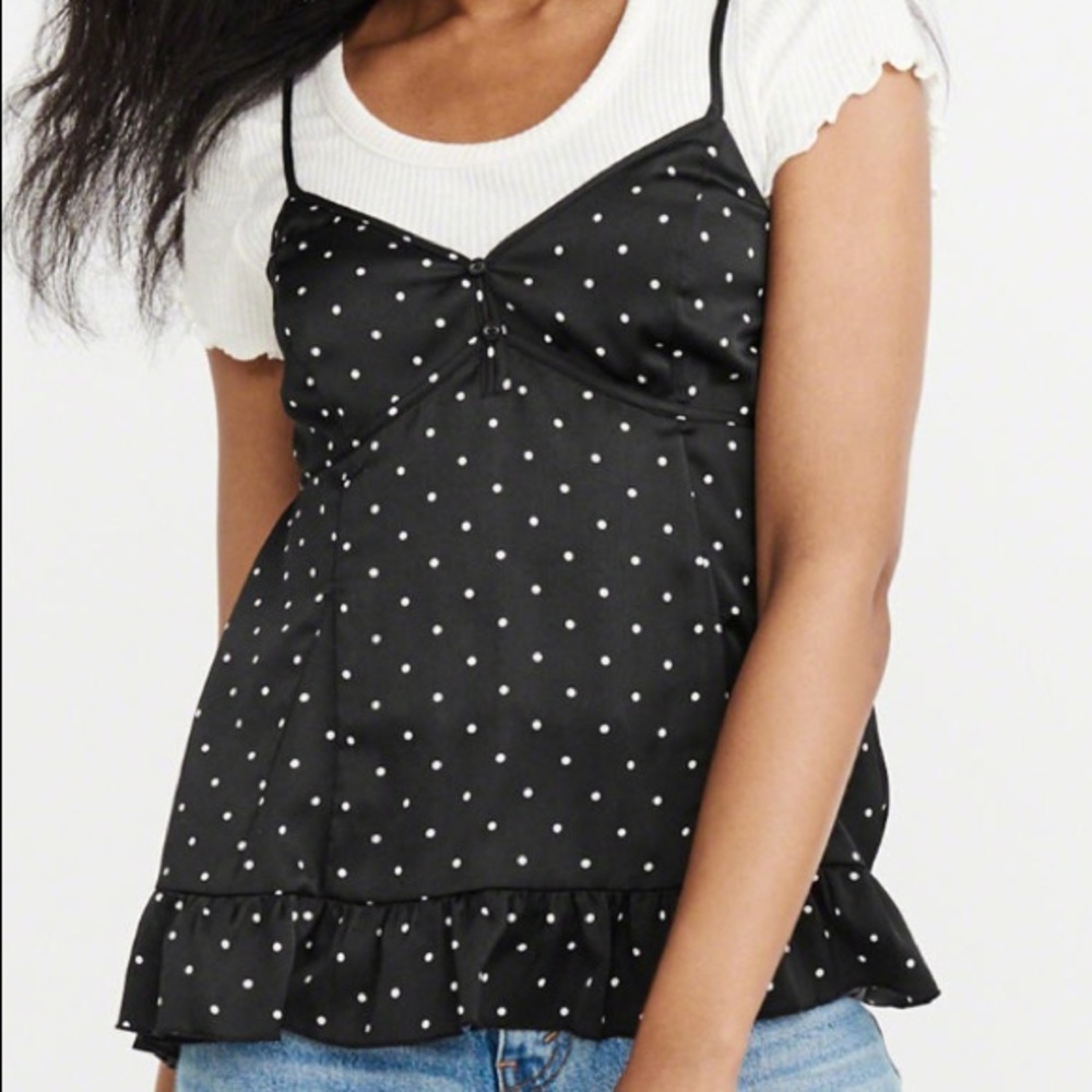 A&F Satin Polka-Dot Cami - Black